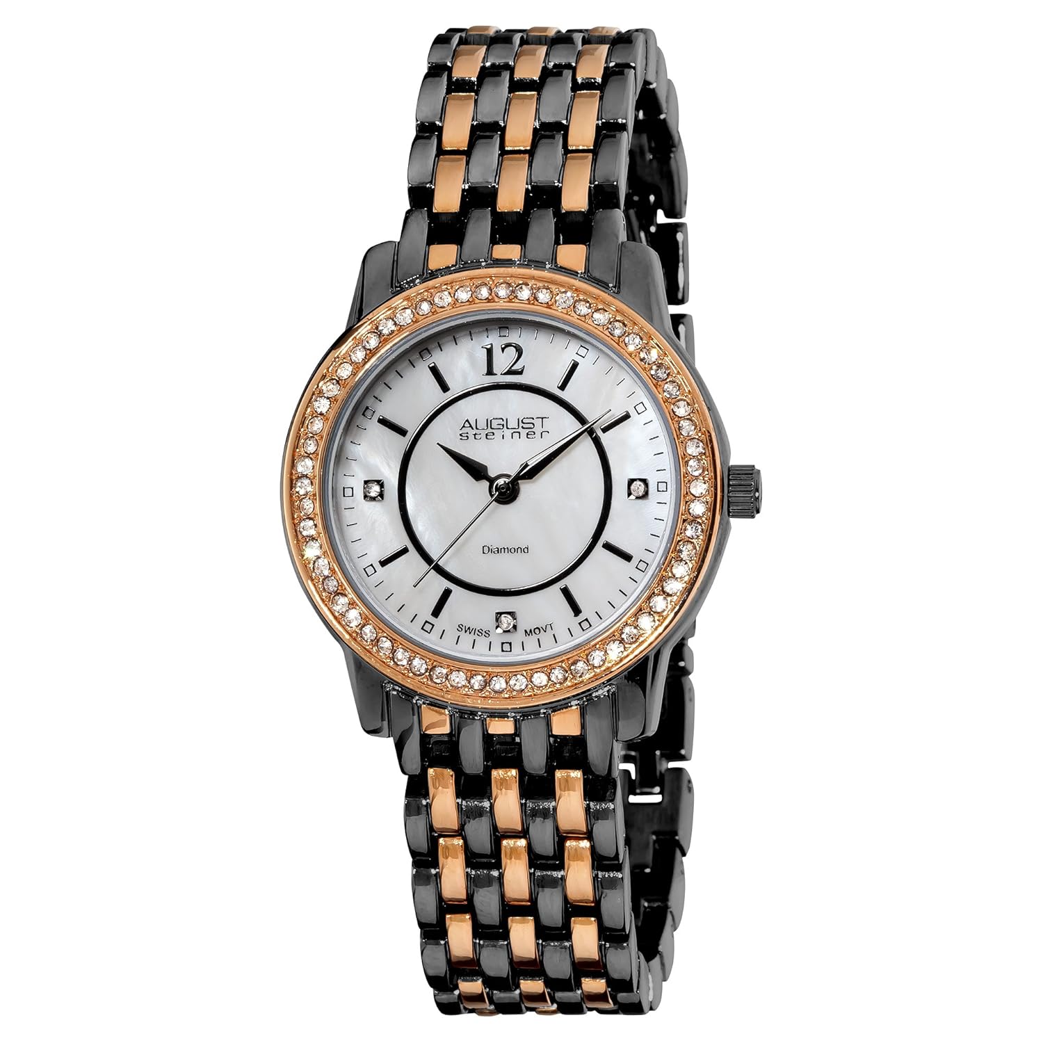 august steiner 女士 as8027bkg 耀眼钻石手链手表